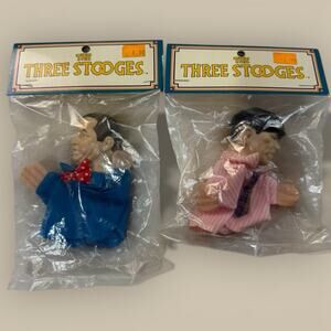 Vtg 1991 Three Stooges Finger Puppets Moe And Larry New Original Packaging